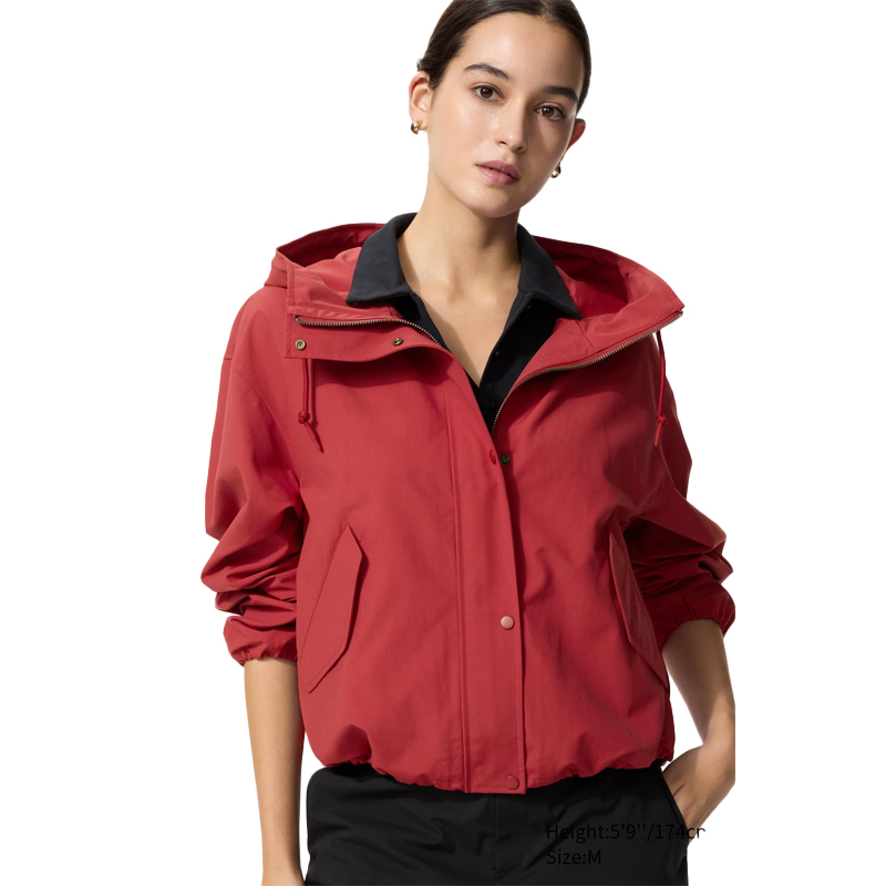 red windbreaker, Uniqlo