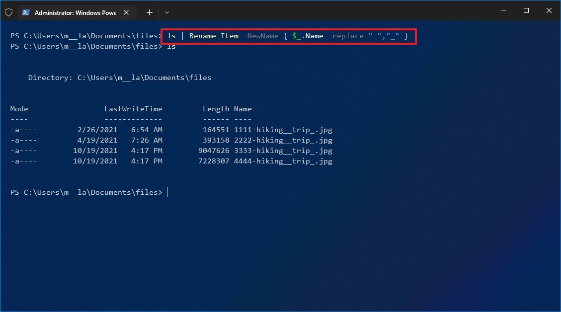 PowerShell remove file name remove spaces