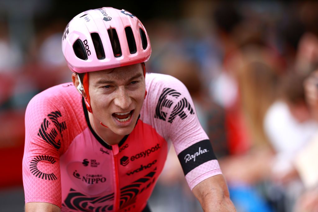 SAN SEBASTIAN SPAIN JULY 29 Neilson Powless of The United States and Team EF EducationEasyPost crosses the finish line during the 43rd Donostia San Sebastian Klasikoa 2023 Mens Elite a 2303km one day race from San Sebastian to San Sebastian UCIWT on July 29 2023 in San Sebastian Spain Photo by Gonzalo Arroyo MorenoGetty Images