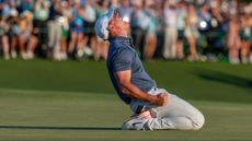 Rory McIlroy celebrates winning The Masters