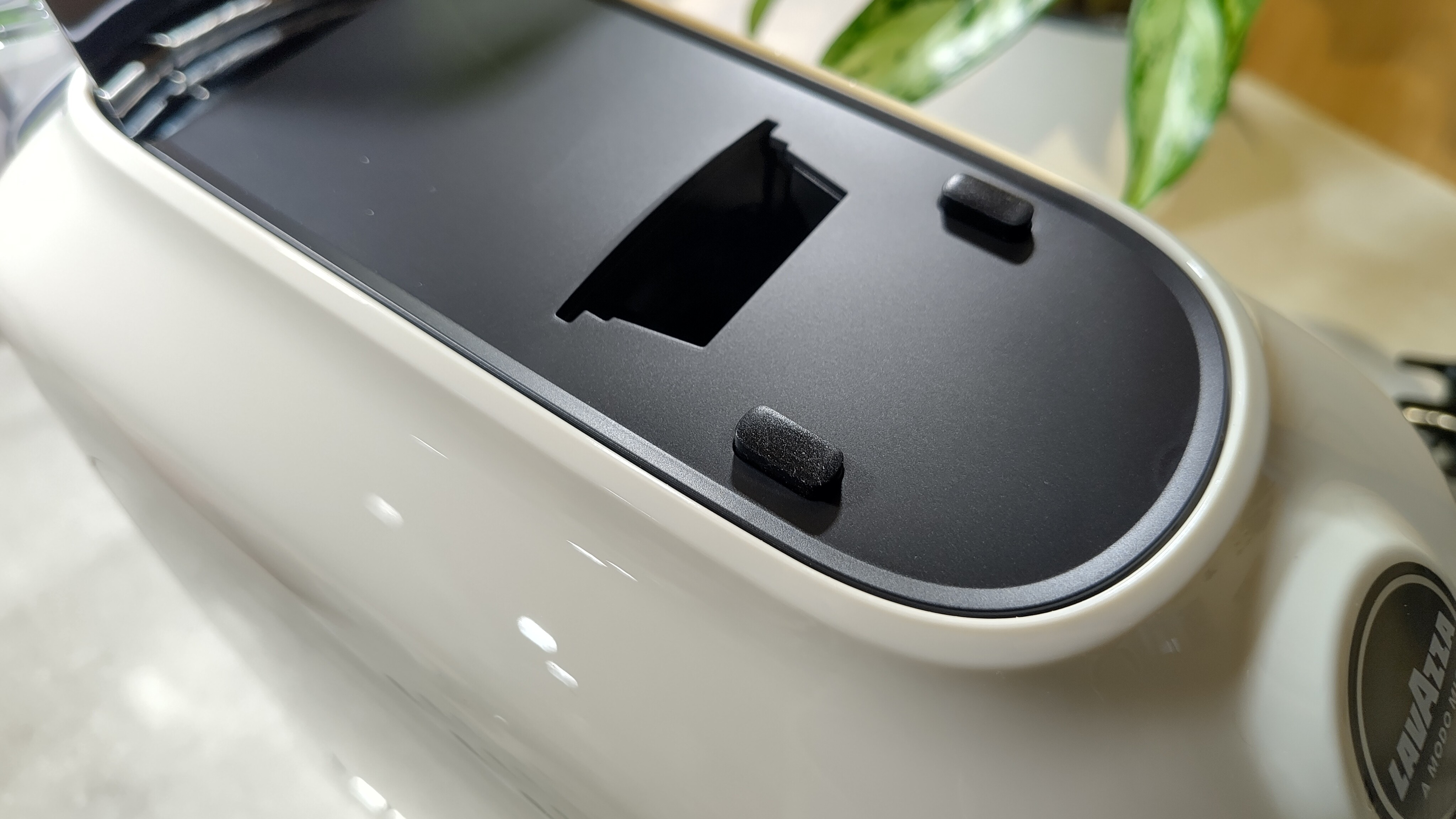 Coffee capsule slot on top of Lavazza A Modo Mio Des&eacute;a coffee maker