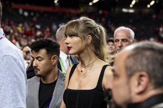 Taylor Swift attending the 2025 Super Bowl with sentimental Chiefs Jewelry