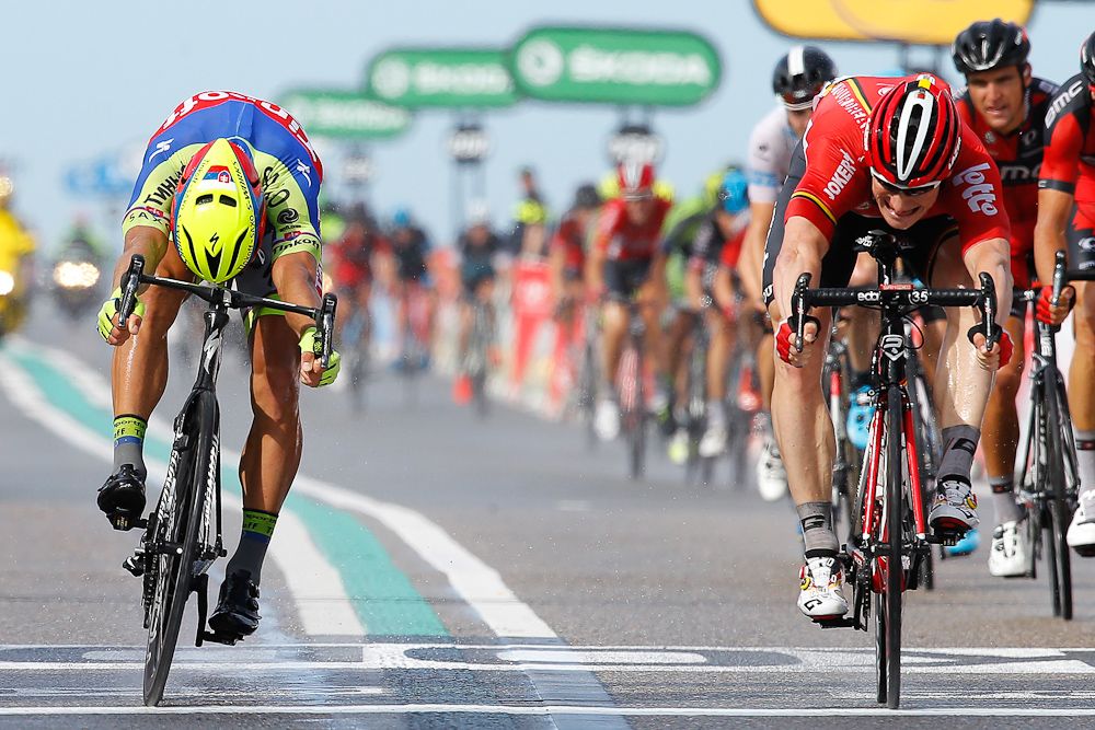 Greipel beats Sagan by a bike throw during stage 2.