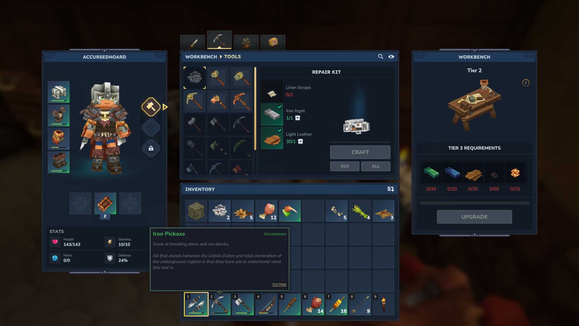 The Repair Kit recipe available at Hytale's workbench. 