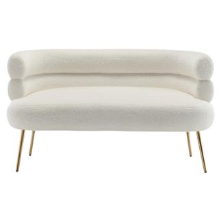 Demetrius 50'' Upholstered Loveseat in cream Teddy fabric with gold metal legs