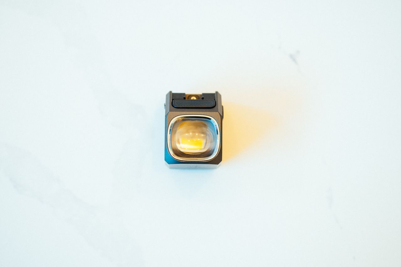 A close up of a bike light