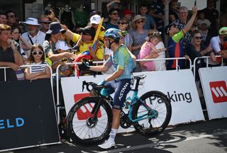 PROSPECT AUSTRALIA JANUARY 21 Sergio Higuita of Colombia and XDS Astana Team prior to the 25th Santos Tour Down Under 2025 Stage 1 a 1507km stage from Prospect to Gumeracha 342m UCIWT on January 21 2025 in Prospect Australia Photo by Dario BelingheriGetty Images