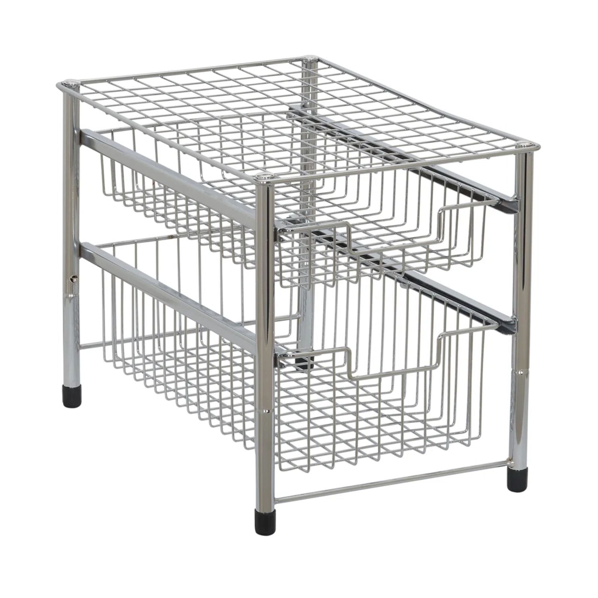 Slide-out two-drawer metal organizer