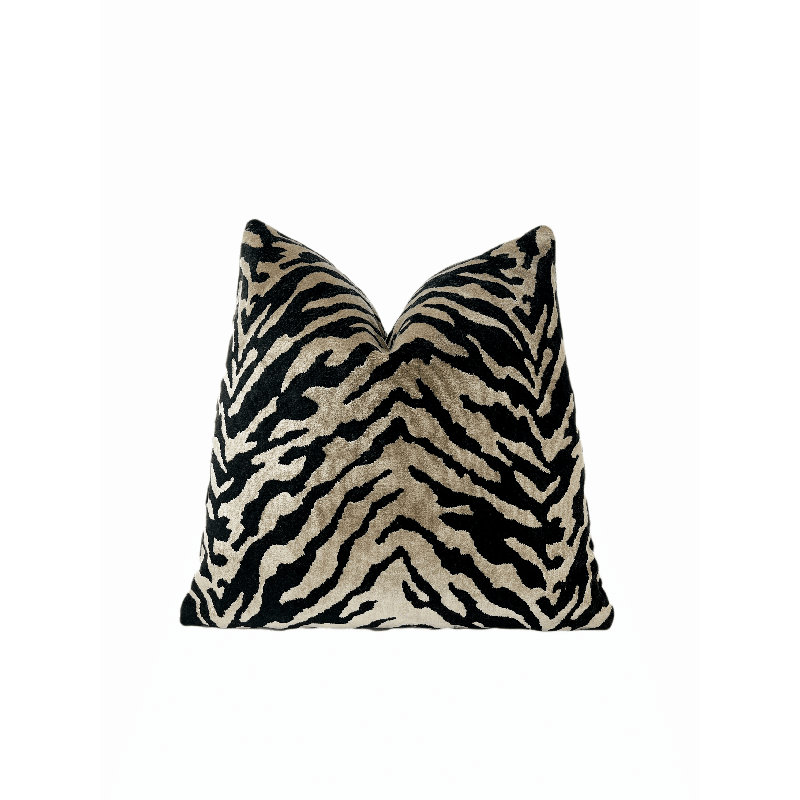 Smithy Home Couture Velvet Zebra Print Throw Pillow Cover | Wayfair
