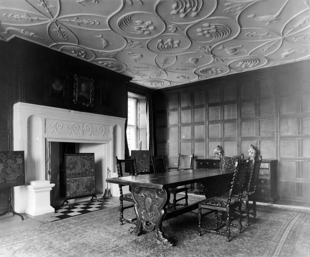 striking and accomplished plasterwork ceilings, embellished with fruits and birds and flowers