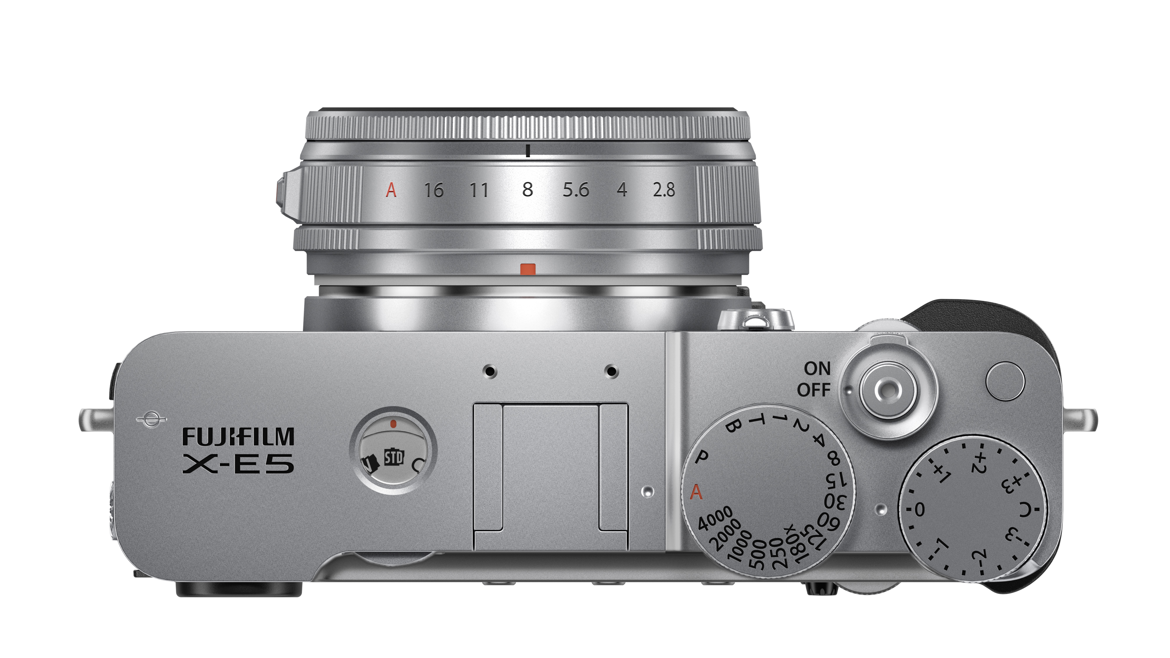 Fujifilm X-E5 camera on a white background