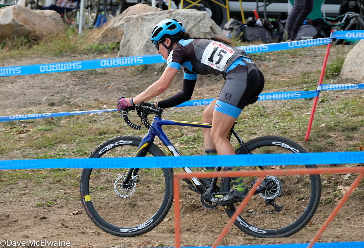 Rebecca Gross (KHS) riding in the top ten halfway through the race.
