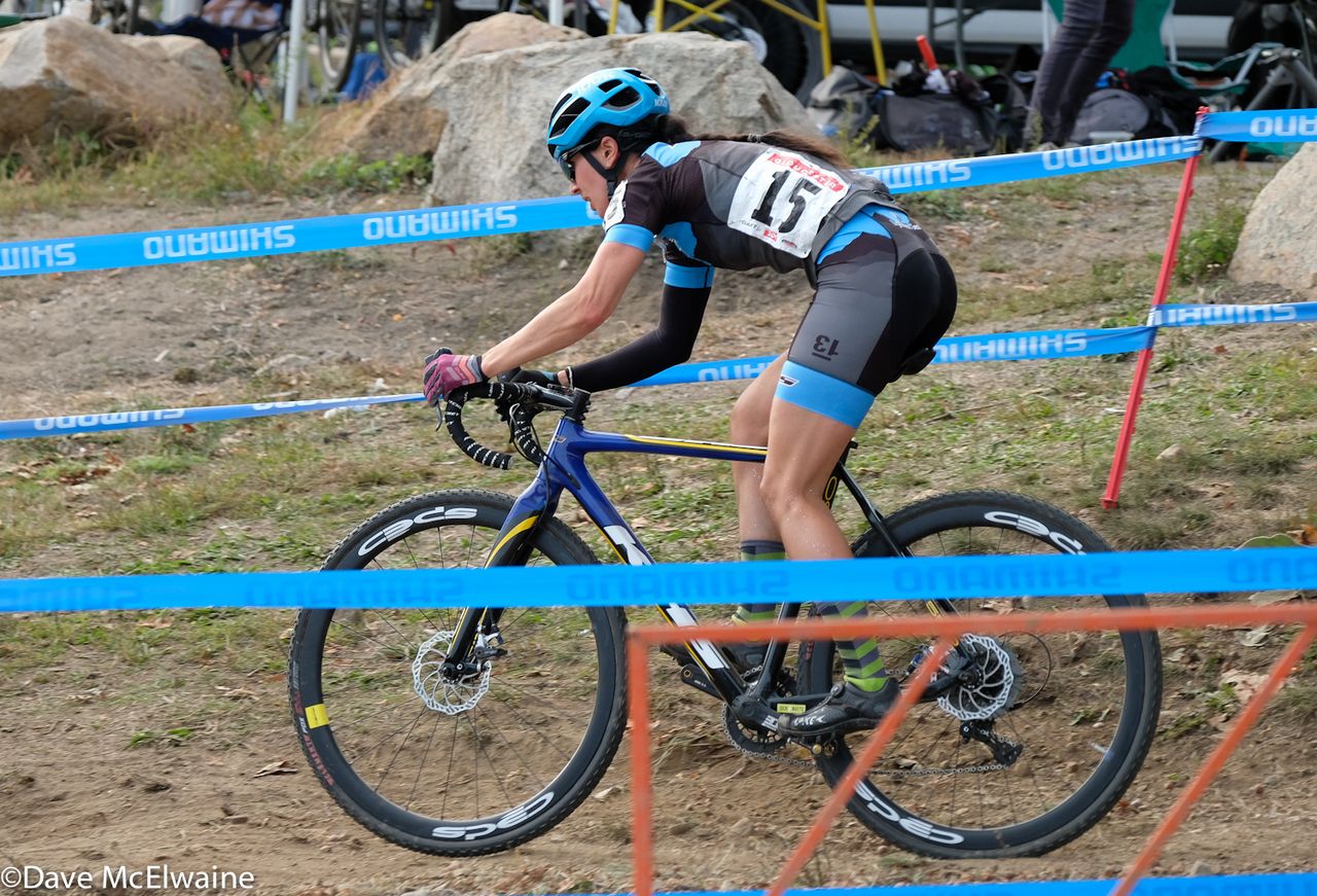 Rebecca Gross (KHS) riding in the top ten halfway through the race.