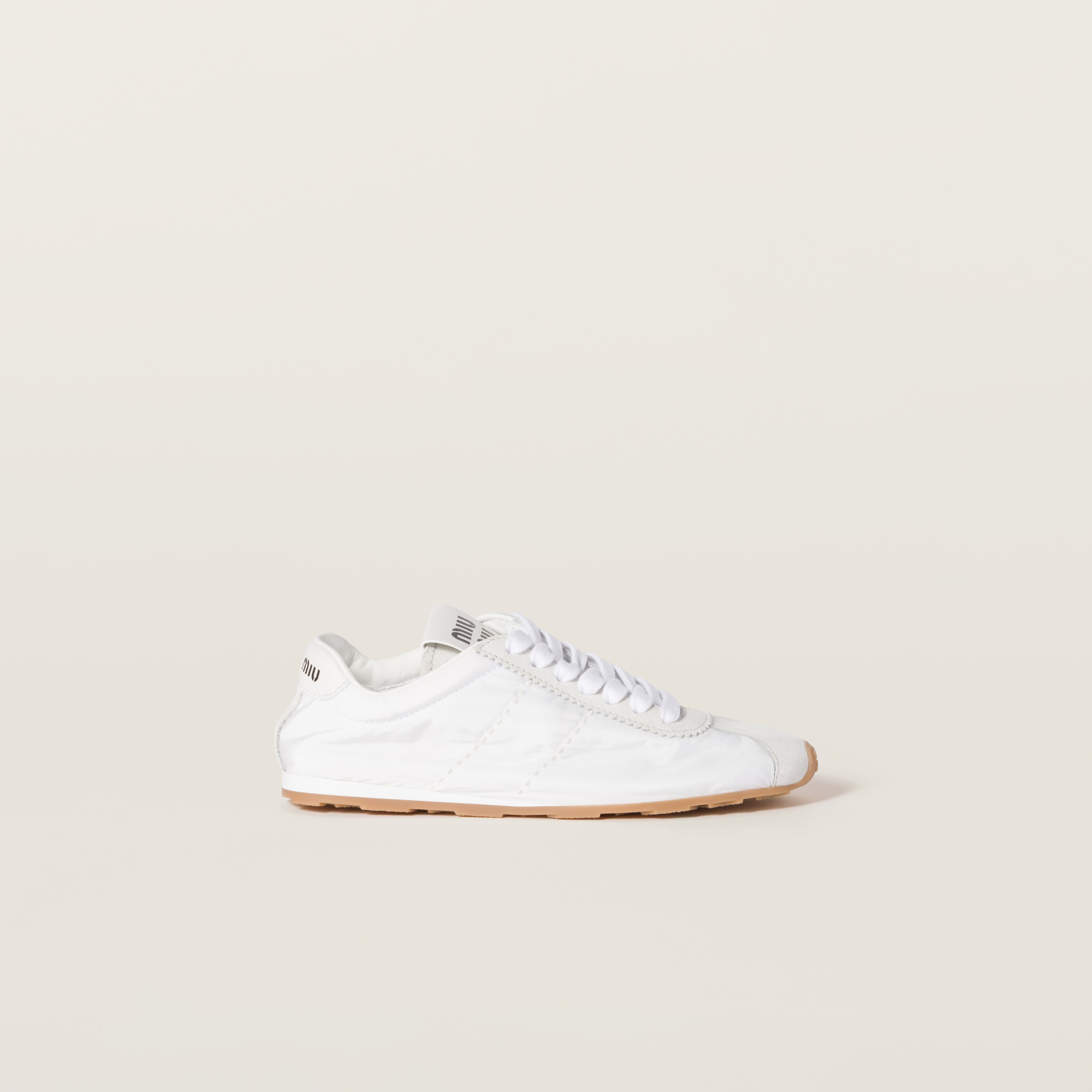 Plum technical fabric and suede sneakers