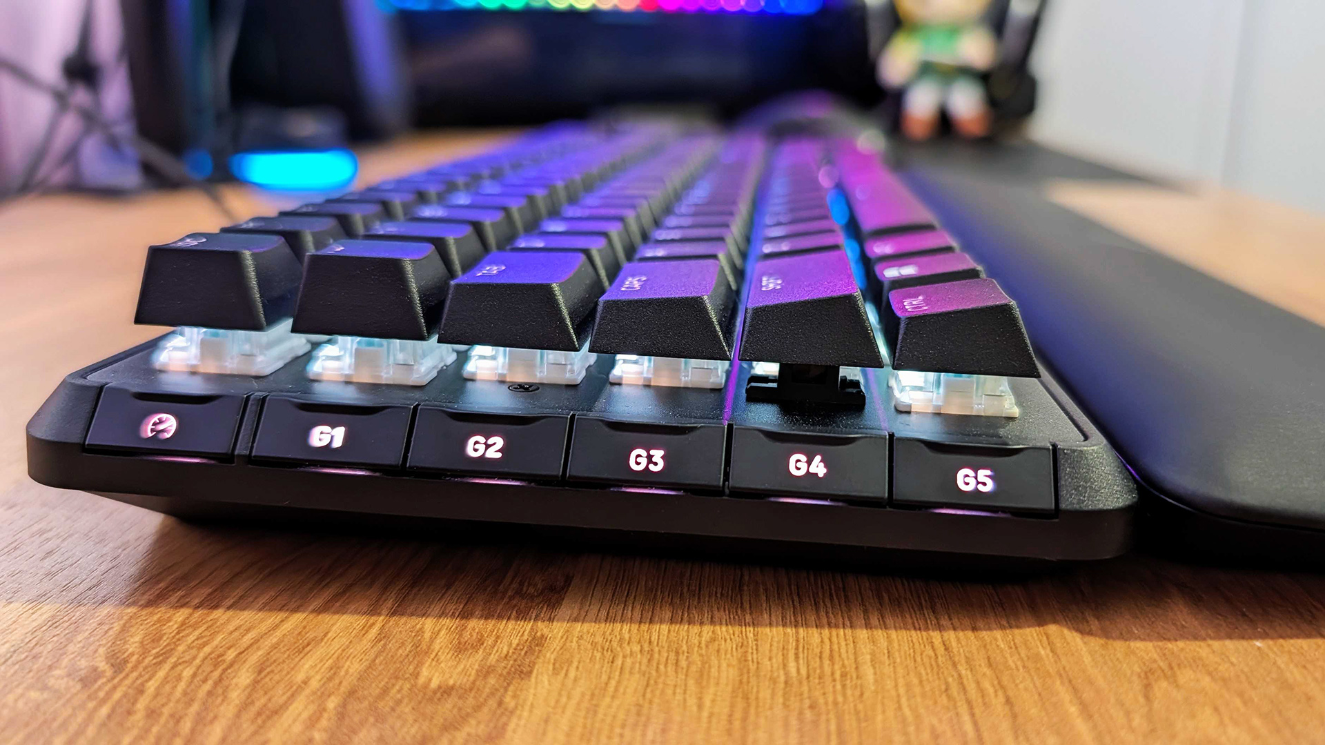 Corsair Vanguard Pro 96 keyboard on computer desk