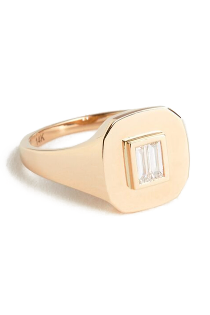 Italic Baguette Diamond Pinky Ring