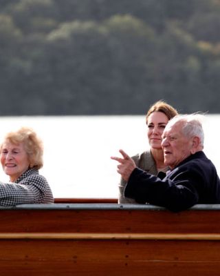 Kate Middleton on a boat trip on Lake Windermere with two of the "Windermere Children",