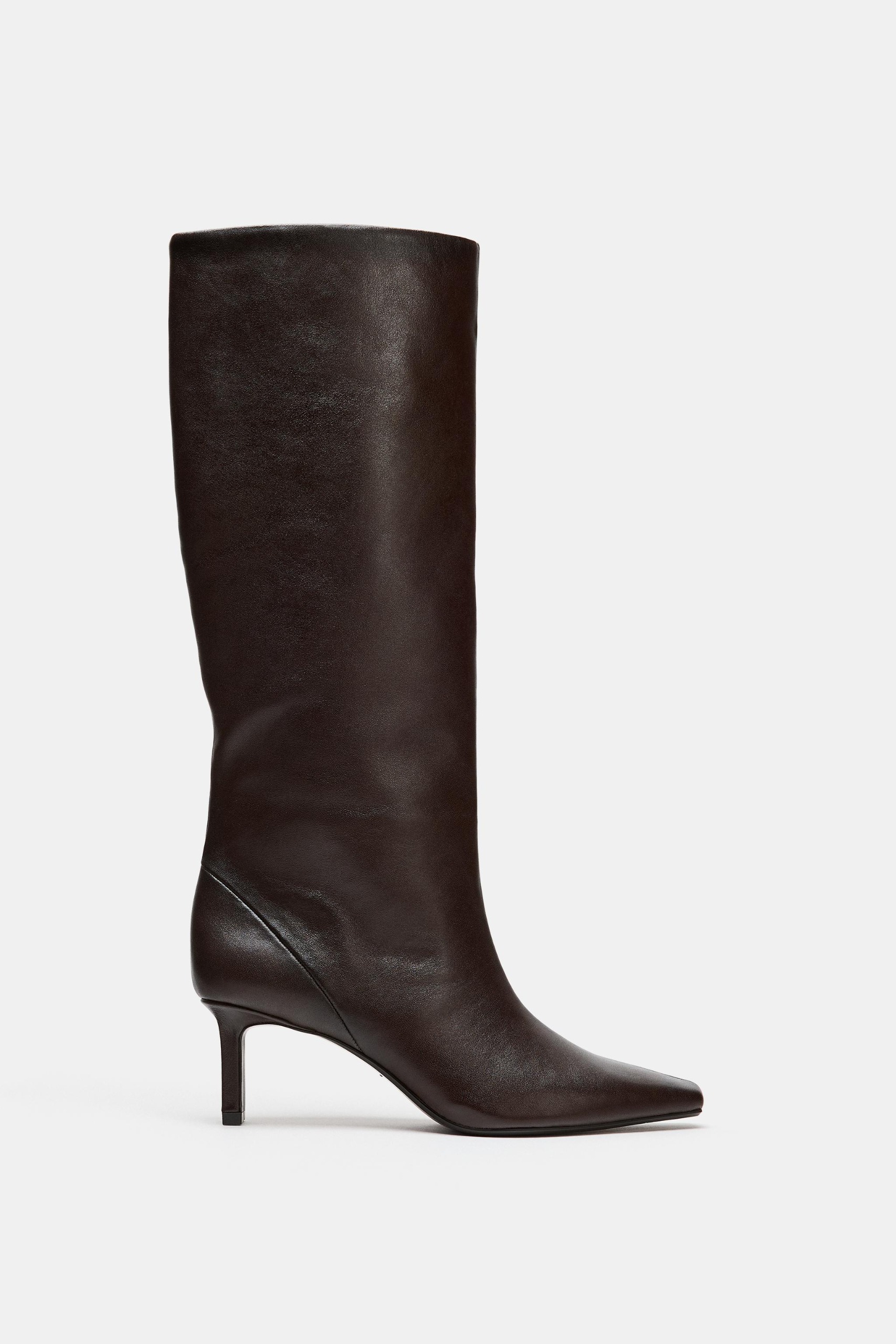 Leather Heeled Boots - Brown - 2