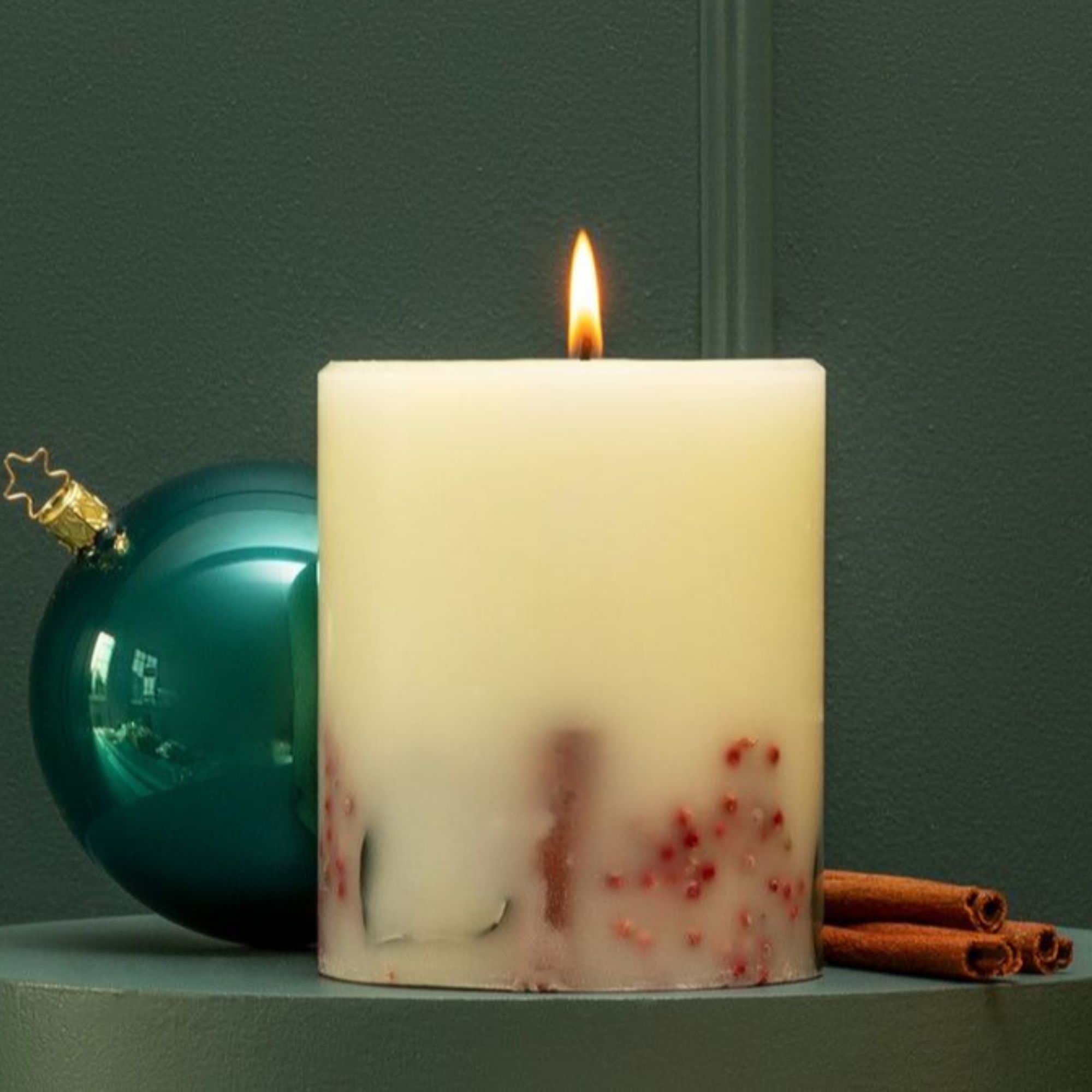 Winter Spice Scented Botanical Tall Pillar Candle