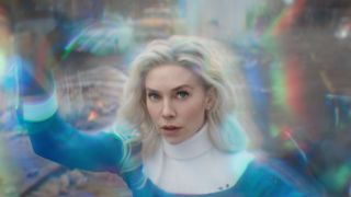 Vanessa Kirby distorts her surroundings with her powers in The Fantastic Four: First Steps.