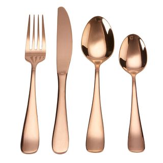 copper cutlery with white background