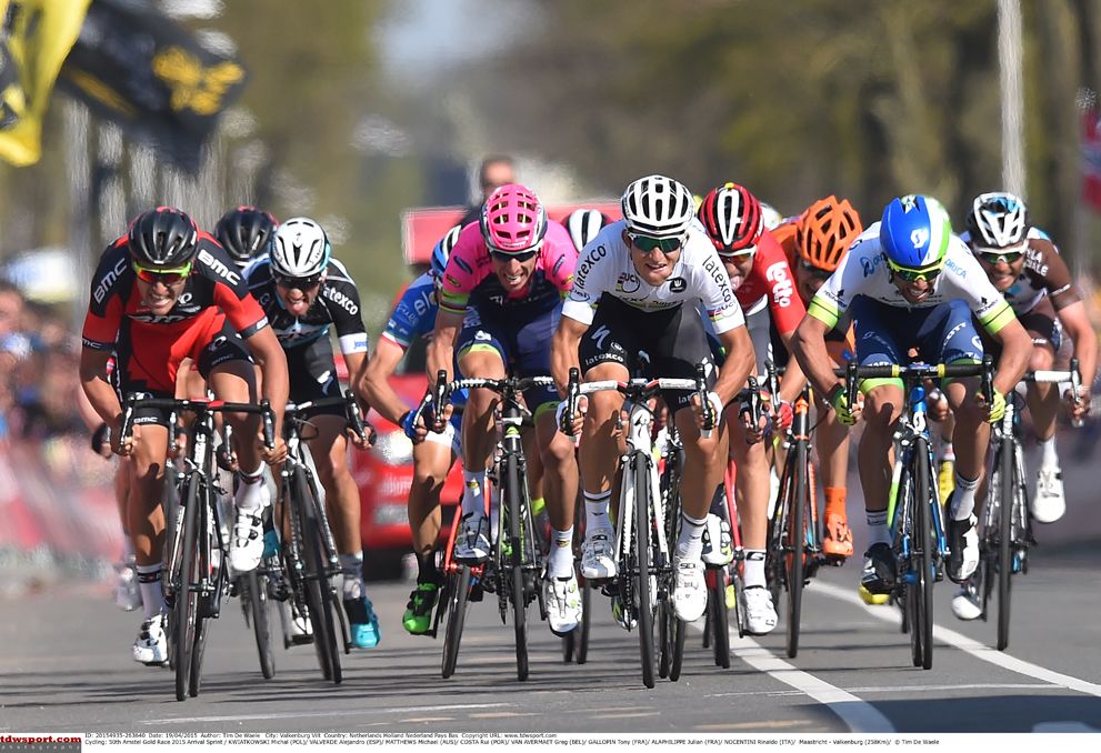 The sprint for the line at the end of Amstel Gold Race