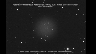 The Virtual Telescope Project captured this view of asteroid 138971 (2001 CB21) ahead of a March 4, 2022 flyby.