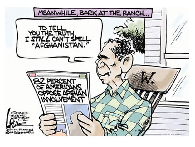 Political cartoon George Bush Afghanistan war