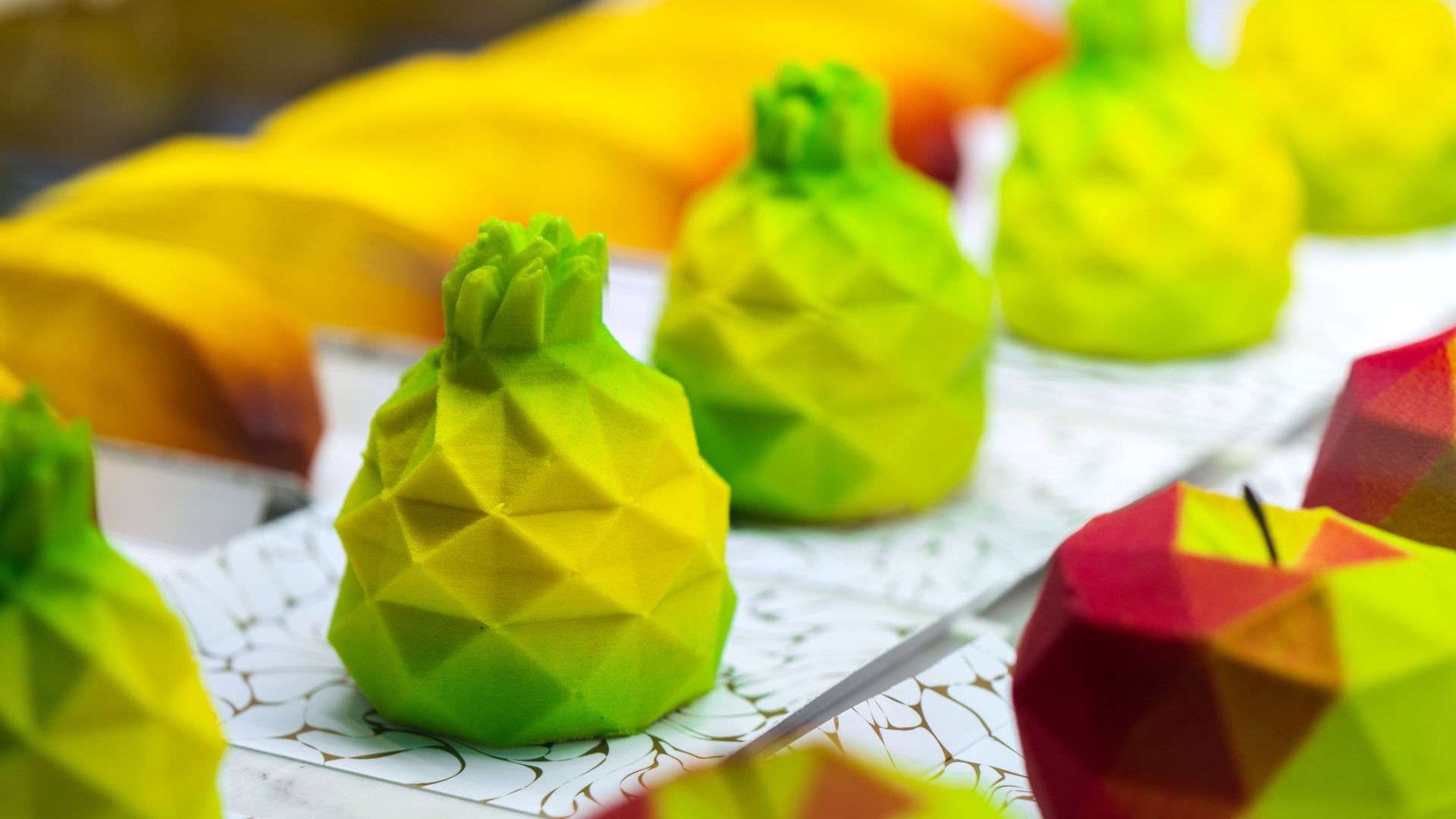 Fruit-shaped treats made by a 3-D printer
