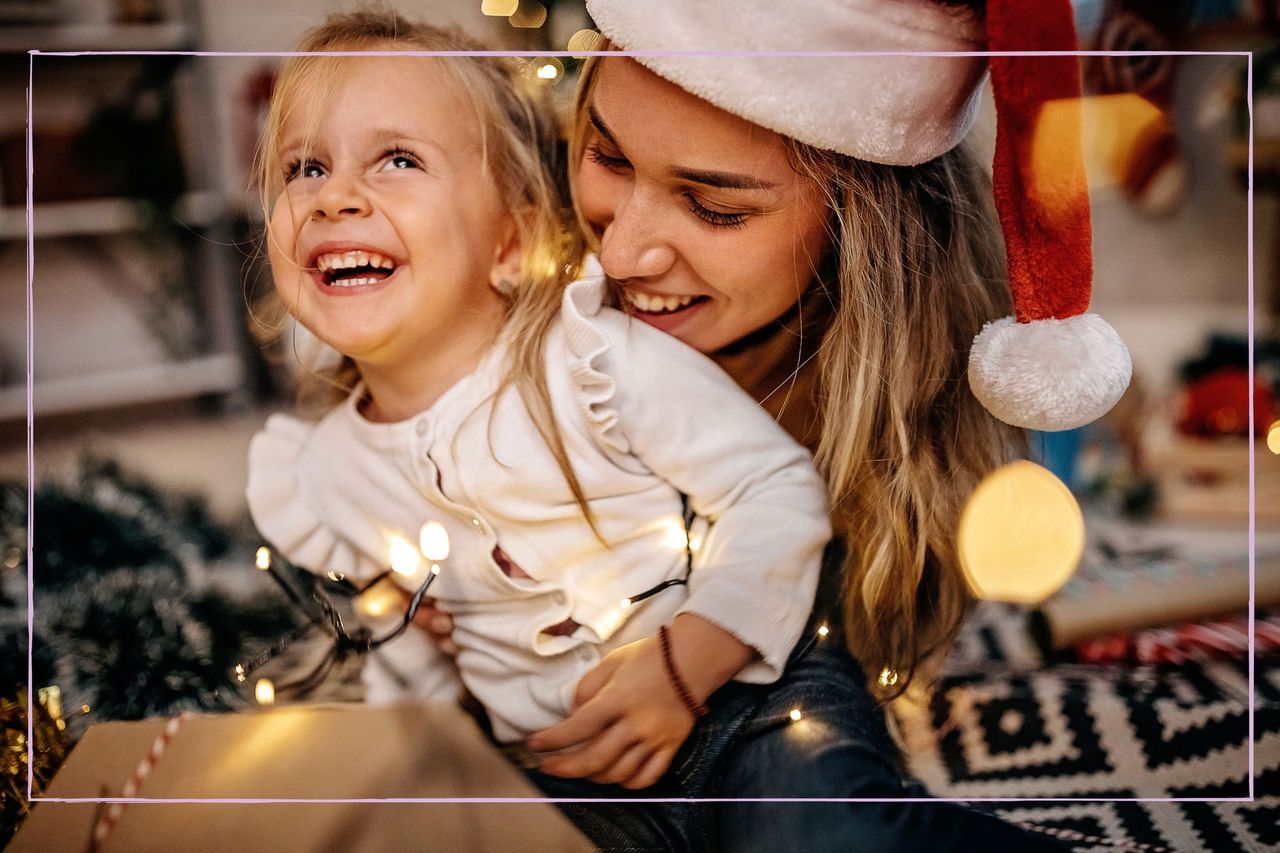 Mum with daughter at Christmas