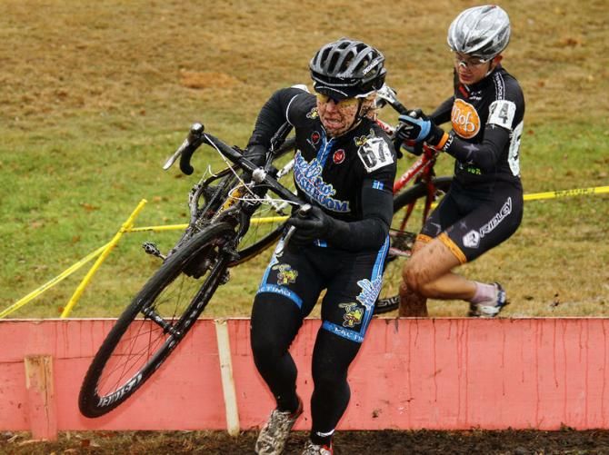 There was mud on the mushroom today as Laura Van Gilder (Mellow Mushroom) grits for the barriers.