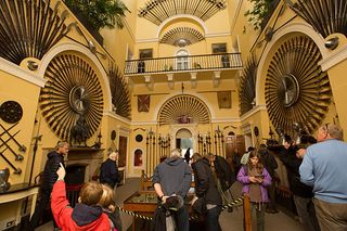 Tourists stream through Inveraray Castle, seat of Clan Campbell, admiring the weapons on display (©Country Life/Robert Perry) Weapons on display in the entrance hall. Picture Robert Perry for Country Life 14th August 2018