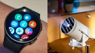 Samsung Galaxy Watch 5 Pro and projector