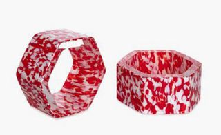 Red patterned napkin rings