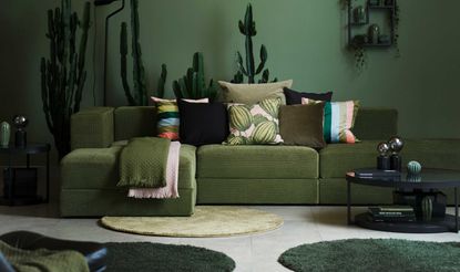 a green living room from ikea