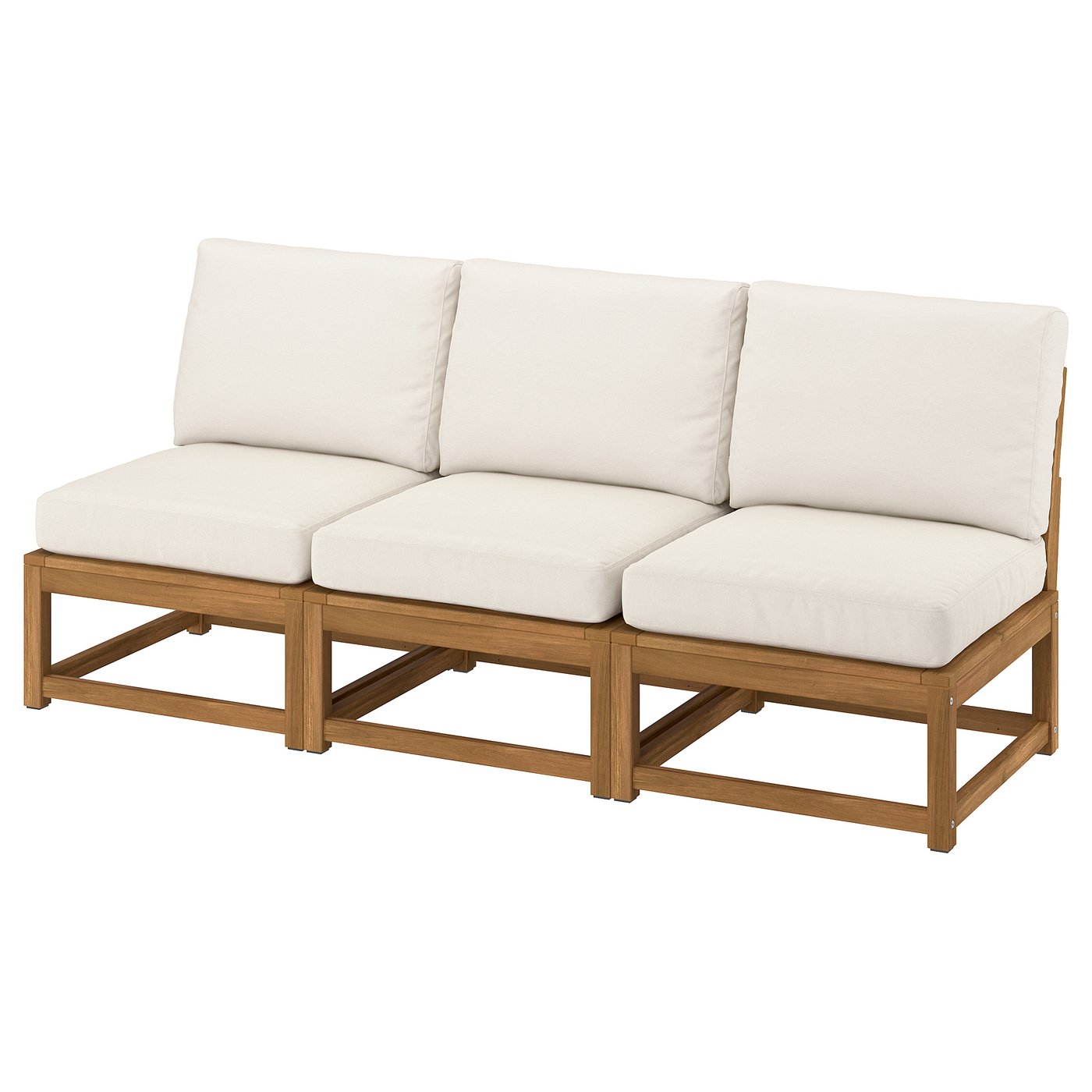 N&amp;Auml;mmar&amp;Ouml; Sectional, 3-Seat - Outdoor Light Brown Stained/fr&amp;ouml;s&amp;ouml;n/duvholmen Beige 74 3/8 "