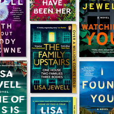 a collage of the book covers of the best thrillers by author lisa jewell including the family upstairs i found you and more