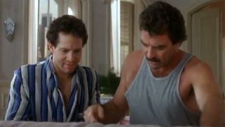 Tom Selleck And Steve Guttenberg in Three Men and a Baby.