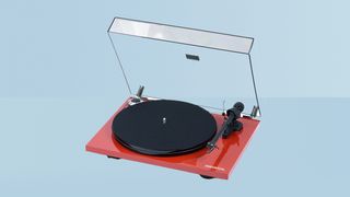 Pro-Ject Essential III on blue background