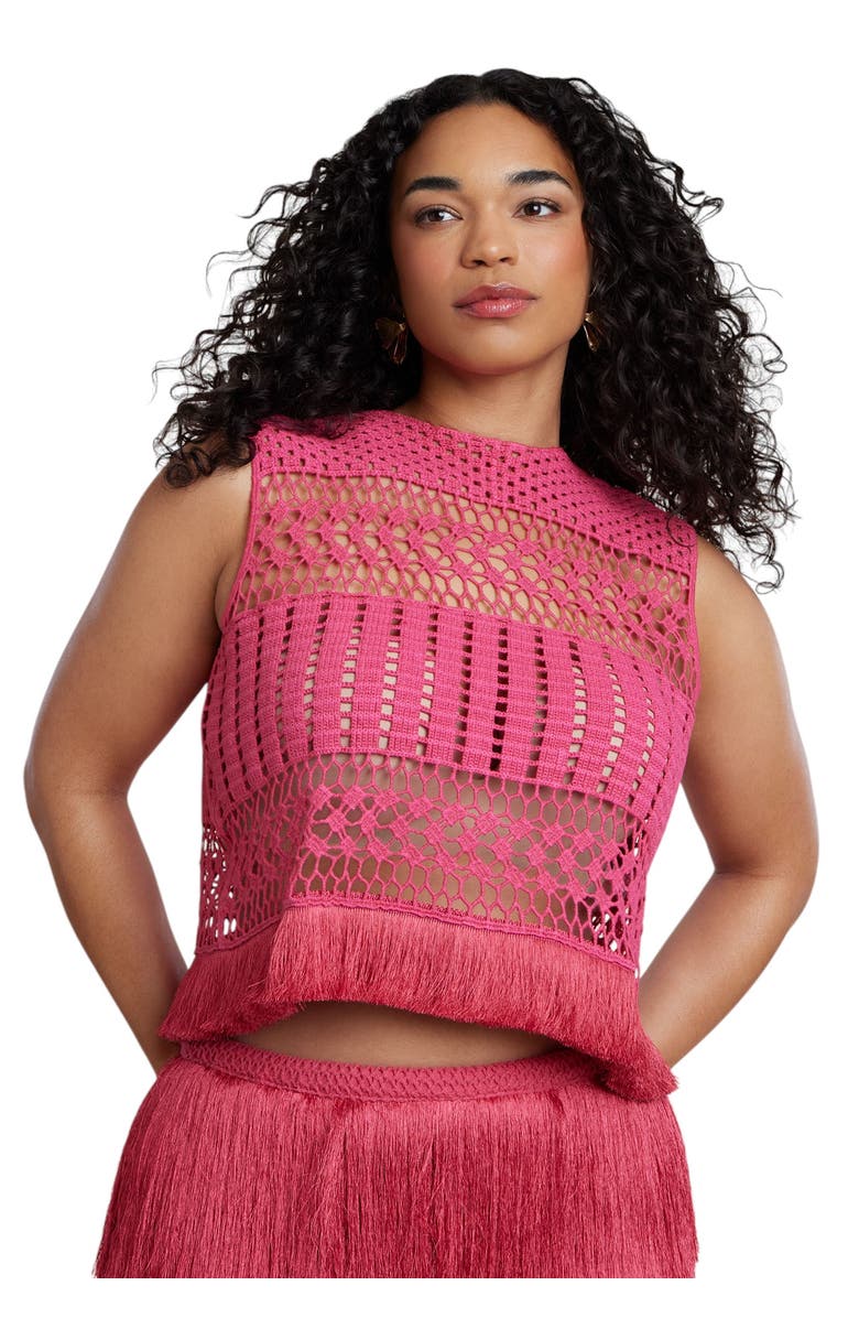 Patbo X Eloquii Fringe Detail Crochet Top