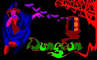 The title screen for Dungeon made use of a rudimentary pixel-art technique called 'dithering' to create the illusion of shading.