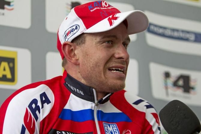 Alexander Kristoff (Katusha) speaks to the media after winning stage 1 at the Tour of Norway