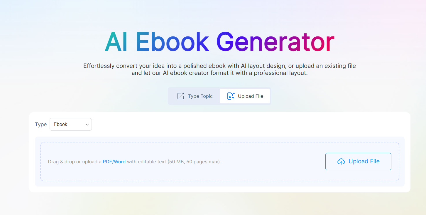 FlipHTML5 AI Ebook Generator screen