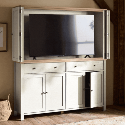 Cream Malvern Paint Effect Hideaway Cabinet Tv Unit