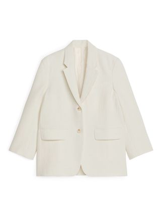 Oversized Cotton-Linen Blazer - Off White - Arket Gb