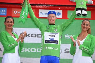 Gianni Meersman in the green points jersey at the Vuelta.