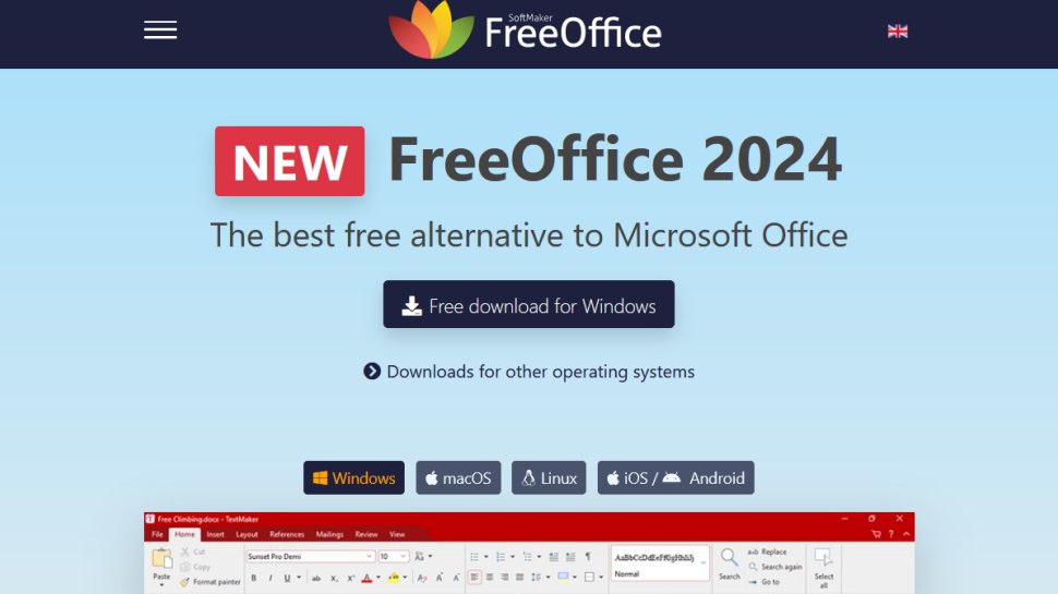 FreeOffice website screenshot (September 2025).