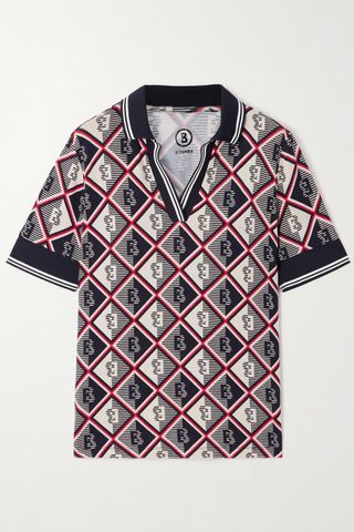 Bogner Printed Checked Stretch-Jersey Polo Shirt