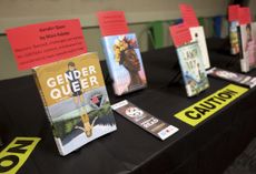 books on display for banned book week