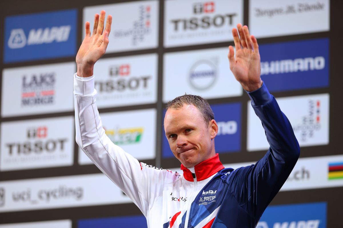 Chris Froome (Great Britain) on the podium